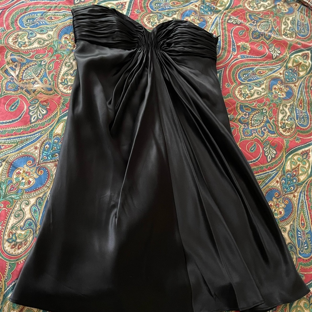 Laundry Black Silk Strapless Cocktail Dress Size 4 Petite NWT